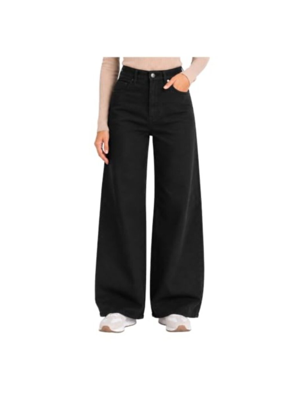 High Waisted Wide Leg Jeans Stretch Denim Pants with Pockets